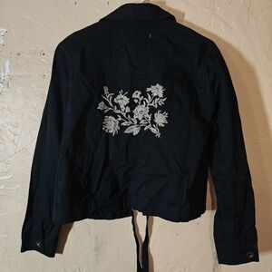 American Rag Black Button Down Shirt with Floral Embroidery